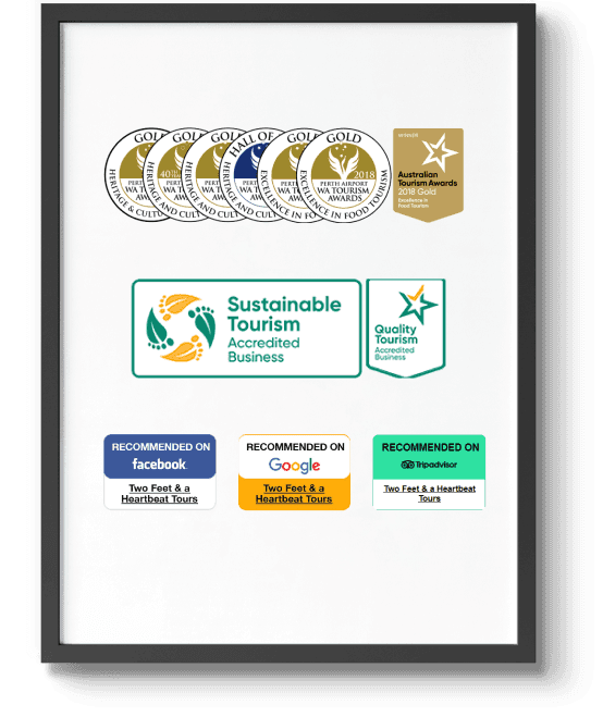 Two Feet & a Heartbeat tourism accreditations and award certificates
